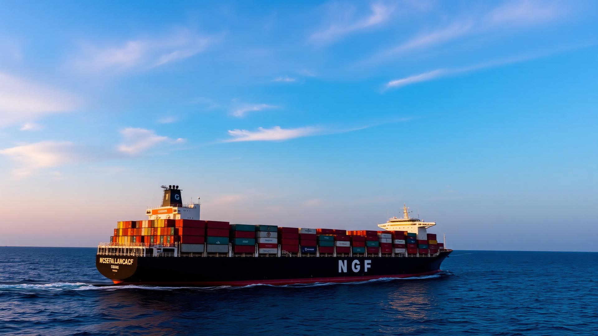 Navio de carga em rota internacional
